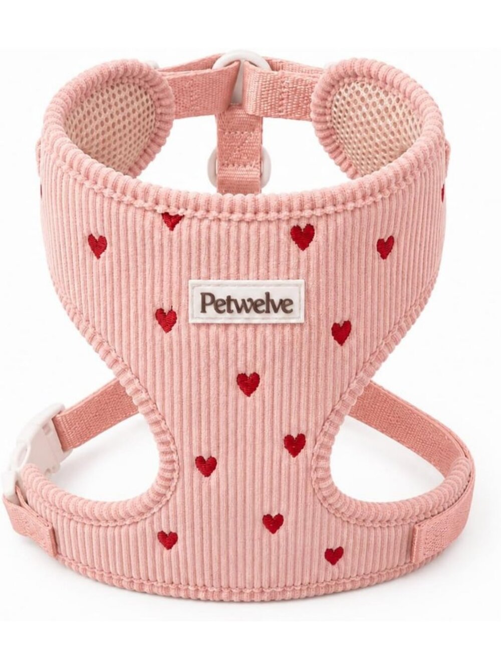 Medium No-Pull Dog Harness with Embroidered Heart - Pink Pet Vest for Comfort